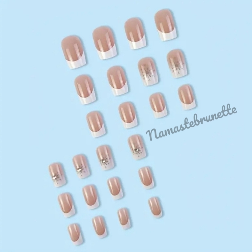 2/$16 Rhinestone French Manicure Press On Nails - Picture 8 of 12
